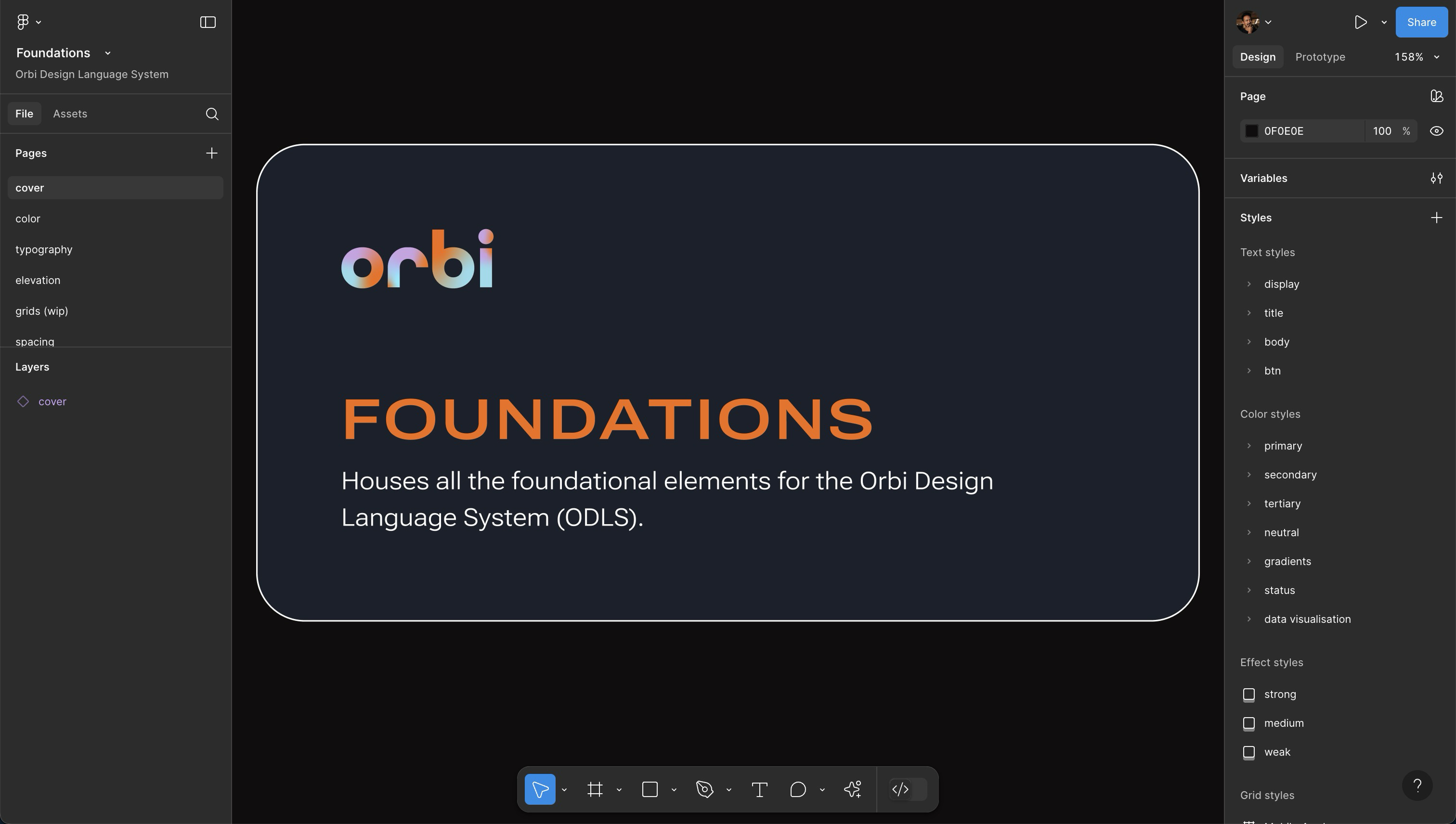 Screenshots of the Orbi foundations