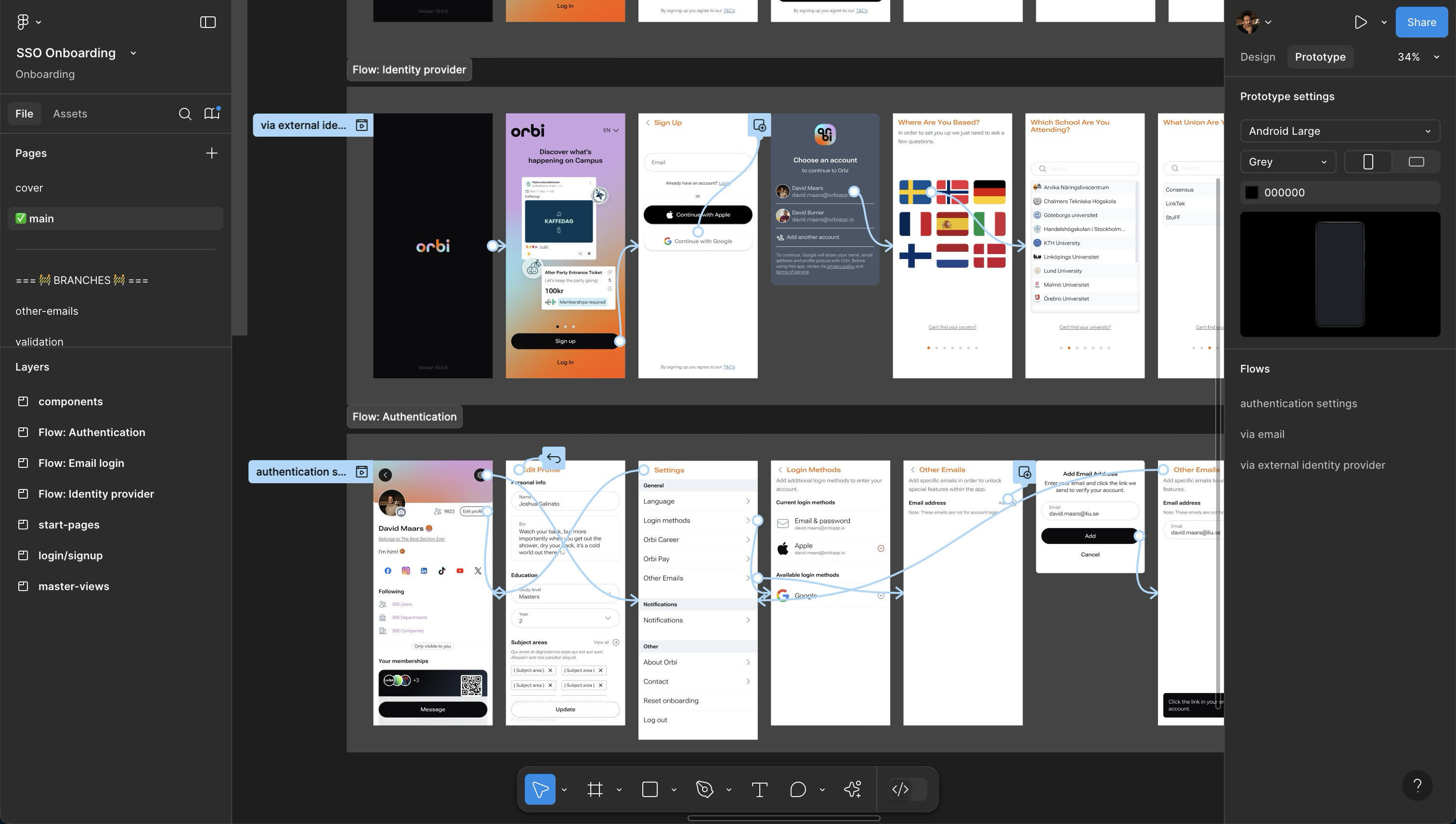 Screenshot of SSO onboarding project