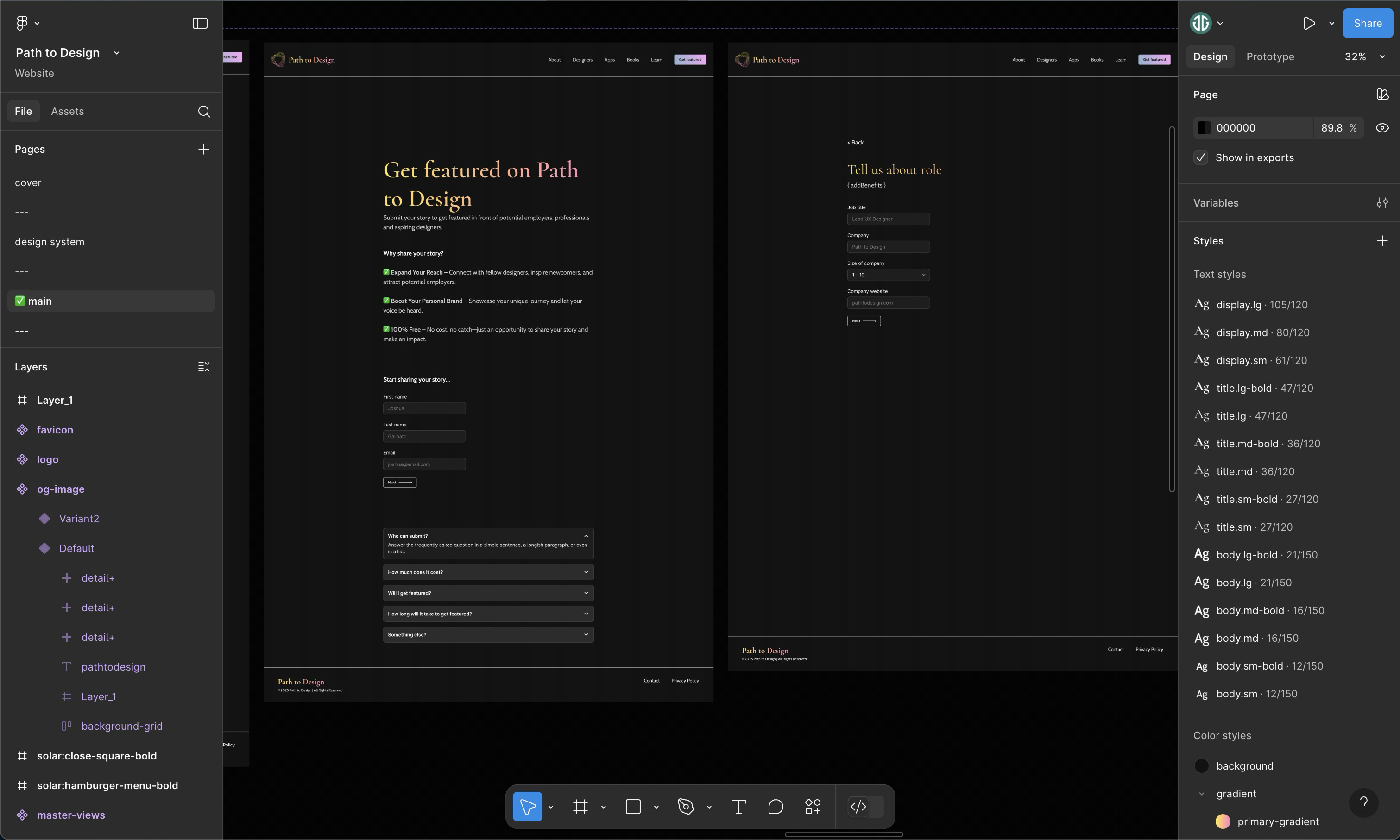 Form designed in Figma